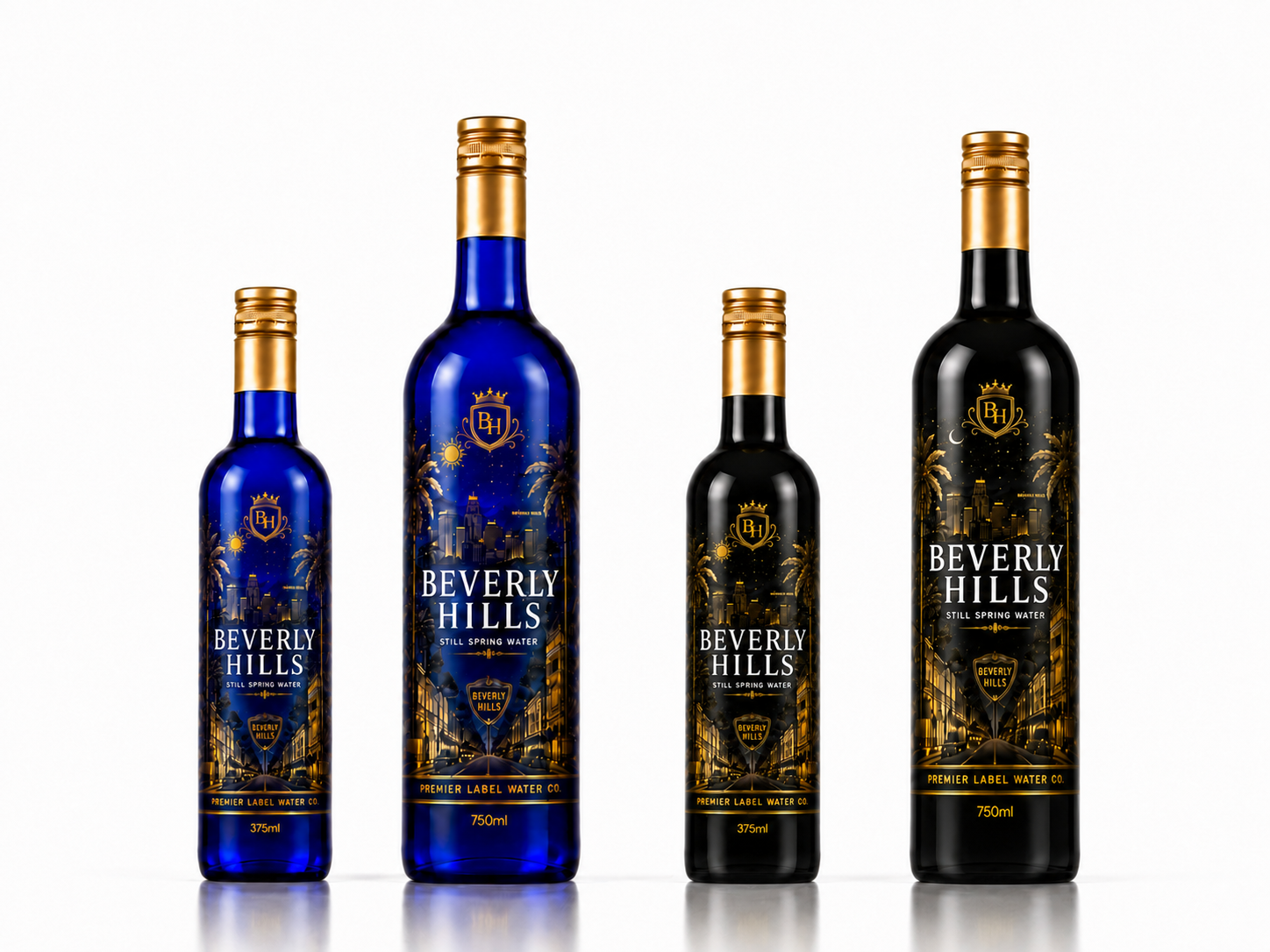 Beverly Hills CityScape premium glass bottled water, 375ml and 750ml