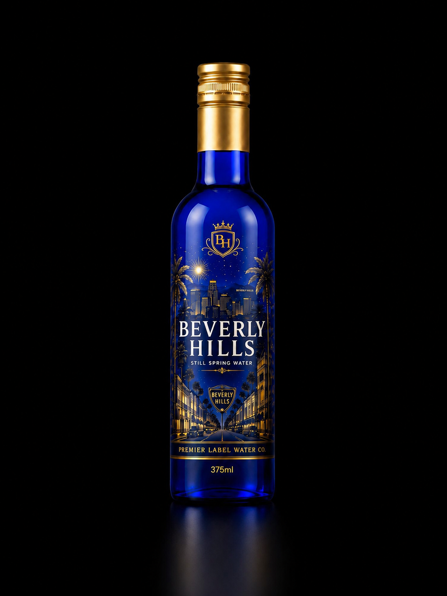 CityScape Limited Edition Beverly Hills 375ml cobalt blue glass bottle