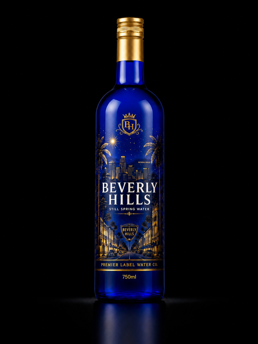 CityScape Limited Edition Beverly Hills 750ml cobalt blue glass bottle