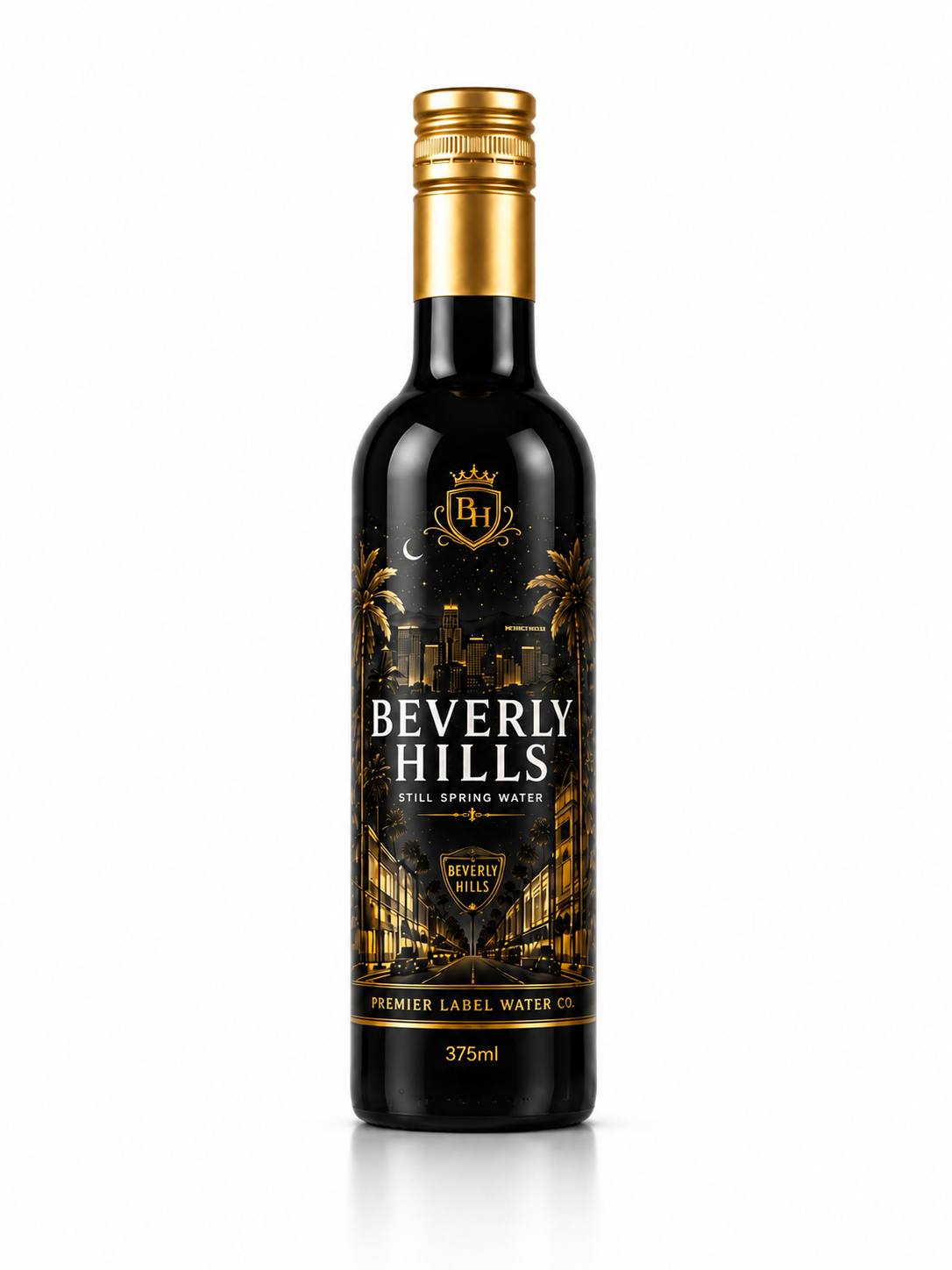 Beverly Hills CityScape 375 ml Matte Black glass bottled water